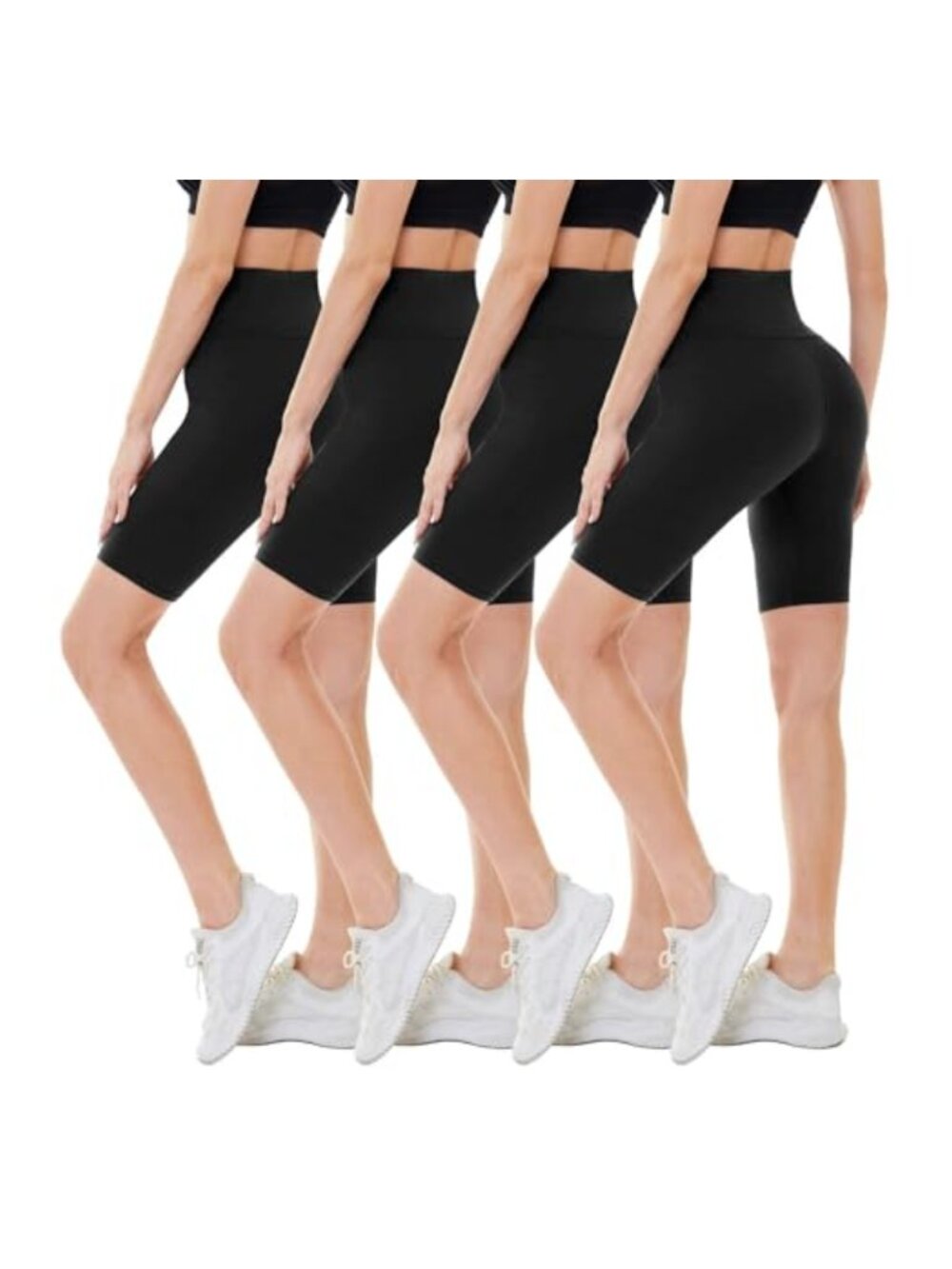 4 Pack Biker Shorts High Waisted Tummy Control Workout Gym Yoga
